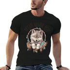 Vintage Western Dreamcatcher Wolf Graphic Design Wolf Women  Slim-fit Cut T-Shirt