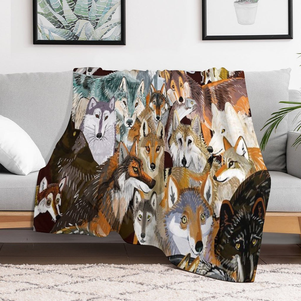 Wolves Oclock Time to Wolf Shrink-resistant Throw Blanket
