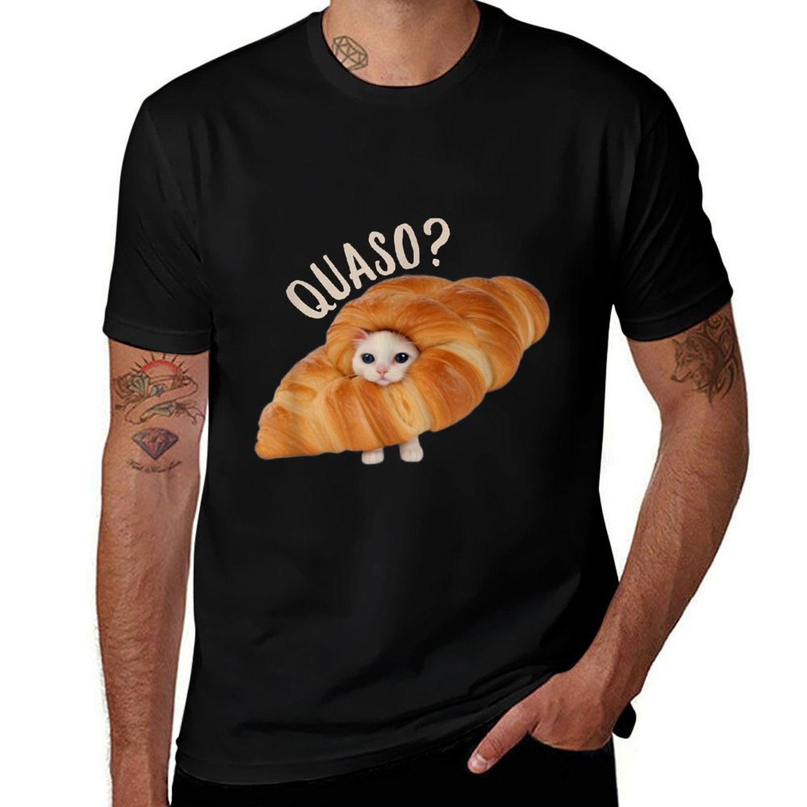 Croissant QuasoCat Meme for Women Vintage Croissant Cat Meme  Vintage-inspired T-Shirt