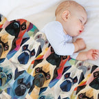 Pug in Geometric Camouflage Pattern Shrink-resistant Throw Blanket