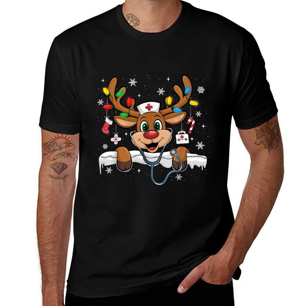 Nurse Christmas Reindeer Nursing NICU RN LPN Scrub  Versatile T-Shirt