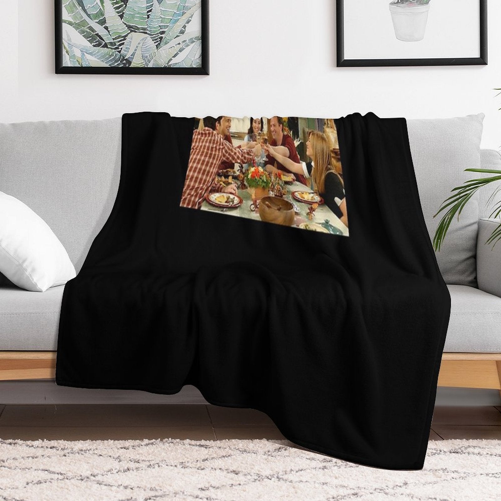 Friendsgiving Classic Fríénds Funny Thanksgiving Eco-conscious Throw Blanket