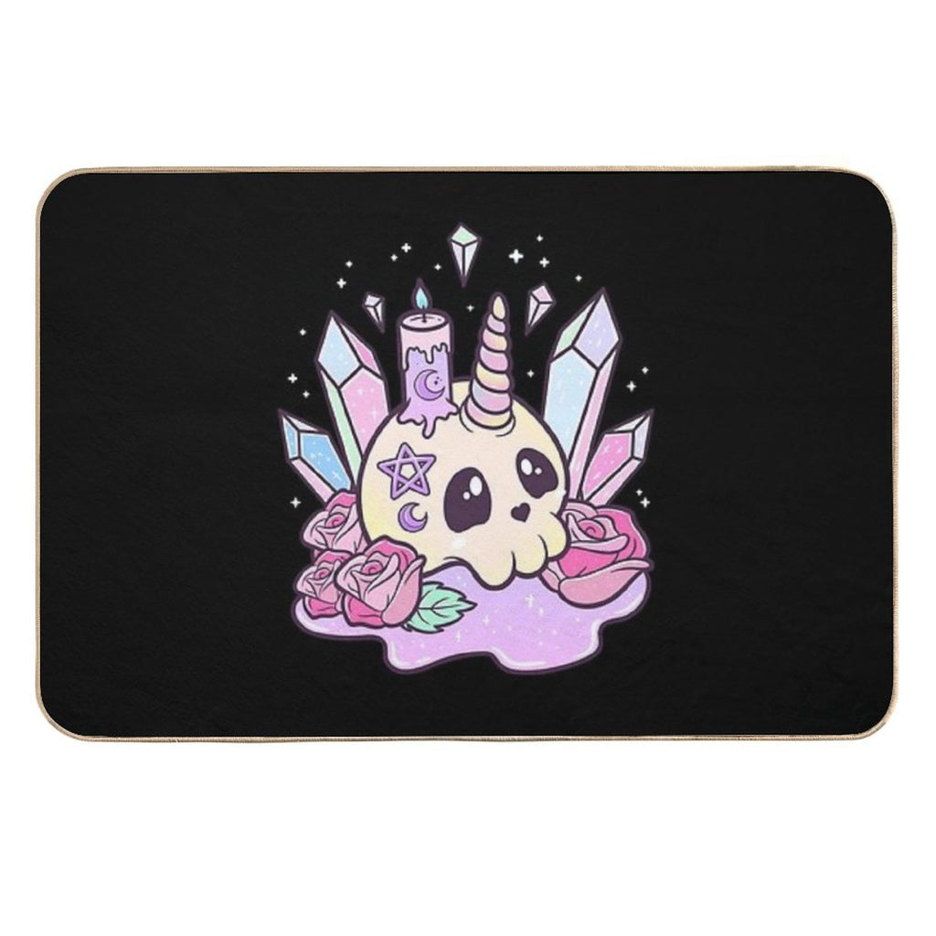Kawaii Pastel Goth Cute Creepy Occult Skull  Absorbent Bath Mat