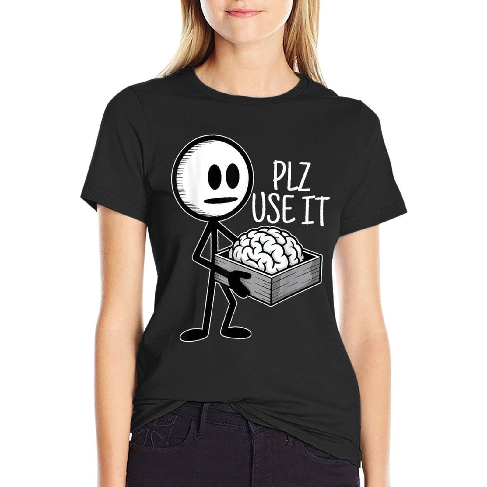 Plz Use It Funny Humor Sarcastic Please Use Your Brain  Vintage-inspired T-Shirt