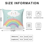 Rainbow Happy Little Cloud Pastel Rain And Sunshine Baby Nursery Art Print Canvas Design Soft Gift Ready Throw Pillow