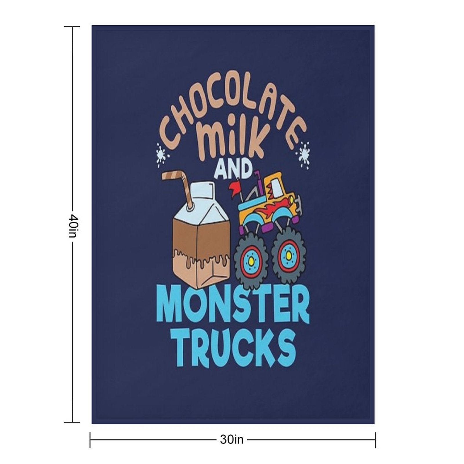 Chocolate Milk And Monster Trucks Velvety-soft Throw Blanket