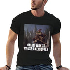 On My Way To Cause A Kerfuffle Frog Meme  Easy-care T-Shirt