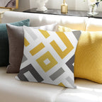 Mustard & Grey Geometric Soft Anti-Pilling Throw Pillow