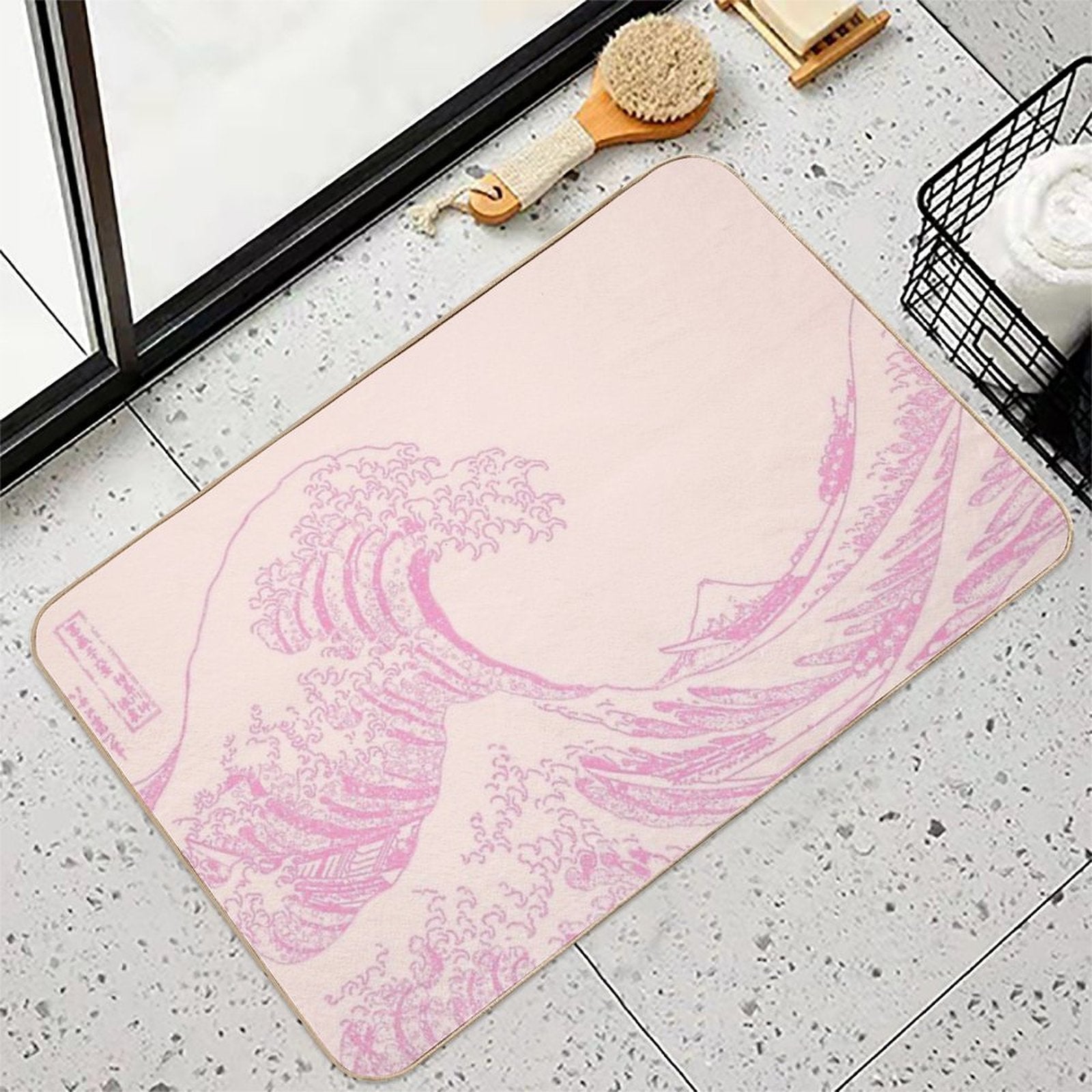 Great Wave Pink Gamer Aesthetic  Eco-Friendly Bath Mat