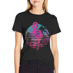 Retro Tropic Flamingo  Cotton T-Shirt