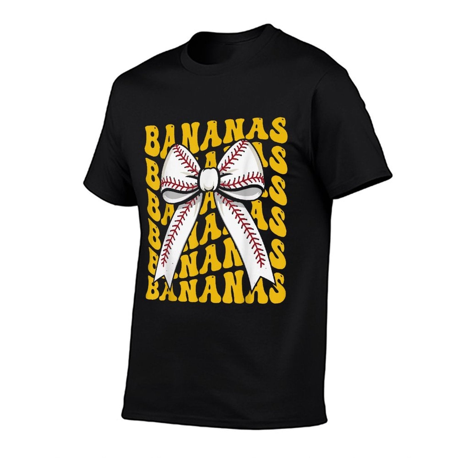 Retro Bananas Last Name Coquette Bow Women Kids Girls  Rolled Sleeves T-Shirt