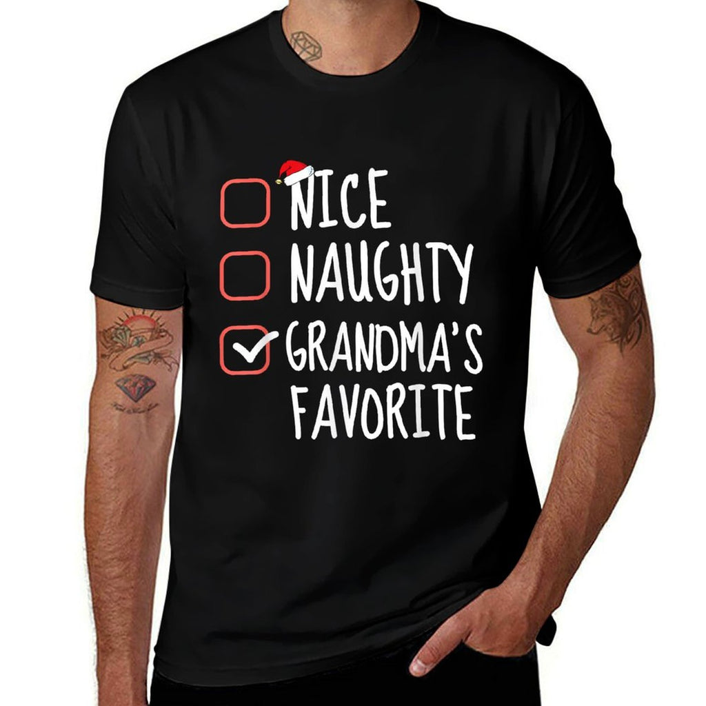 Nice Naughty Grandmas Favorite Christmas List Santa Claus  Stretchy T-Shirt