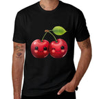 Womens Funny Cherries Cherry  Stretchy T-Shirt