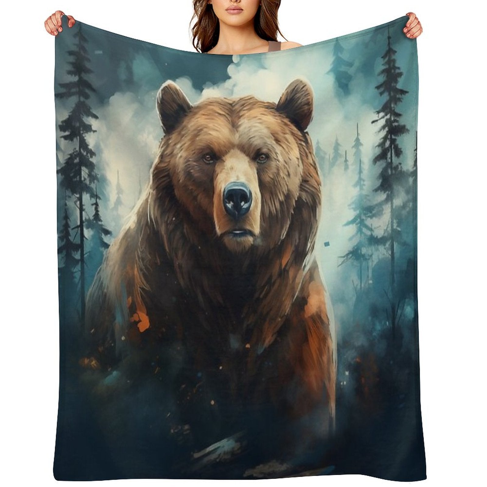 Majestic Grizzly Bear Eco-conscious Throw Blanket