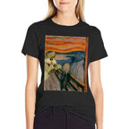The Scream Cat By Munch Edvard Famous Painting Funny Cat Art  Cotton T-Shirt