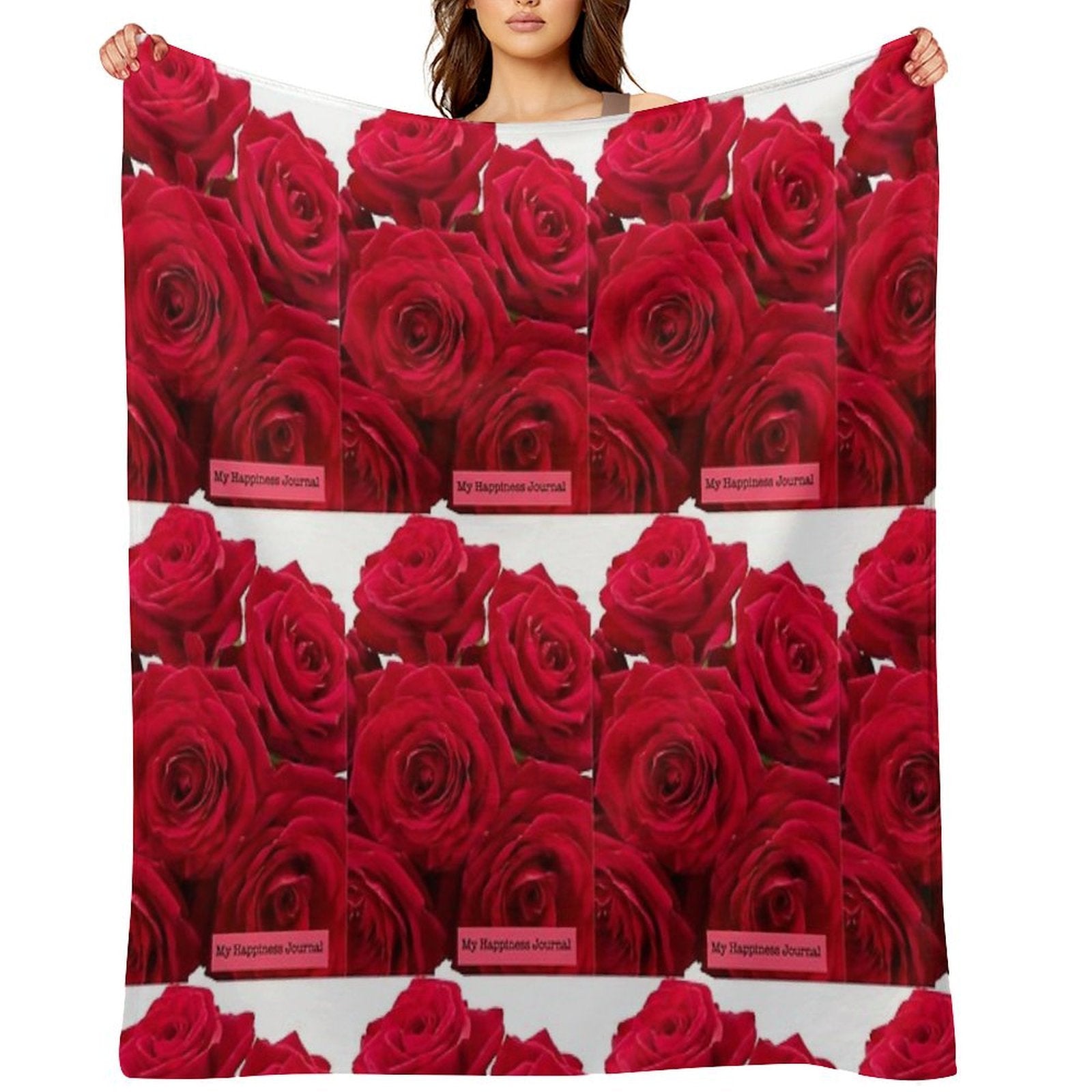 Happiness Journal with Red Roses Lightweight Throw Blanket