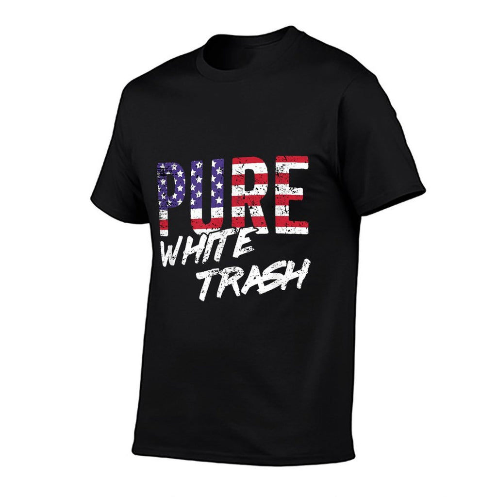 Funny Redneck, American USA Pure White Trash  Ribbed Collar T-Shirt