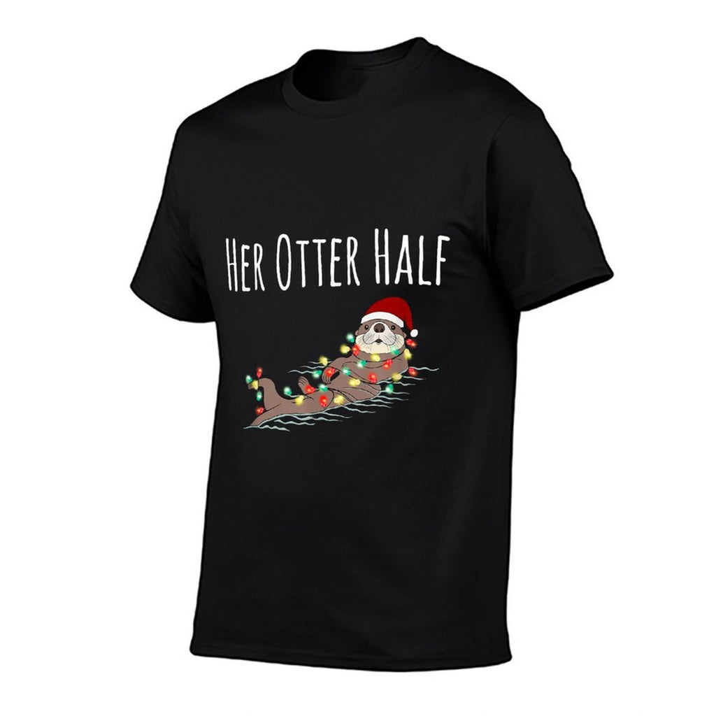 Funny Matching Couple His And Her Otter Half Ugly Christmas  Affordable Price T-Shirt
