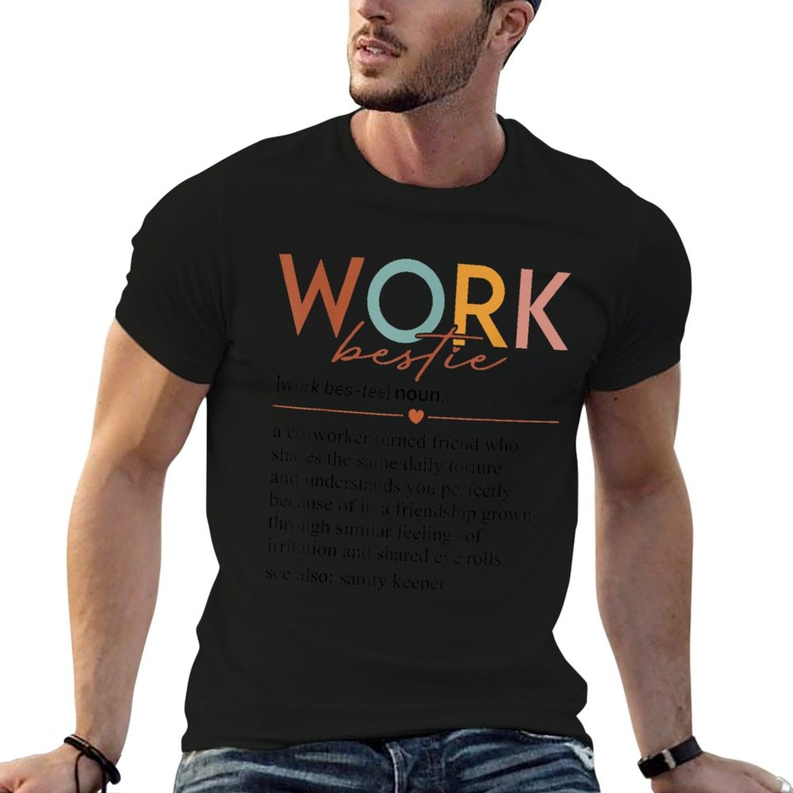 Vintage Work Bestie Definition Teachers Nurses Boss Women  Soft T-Shirt