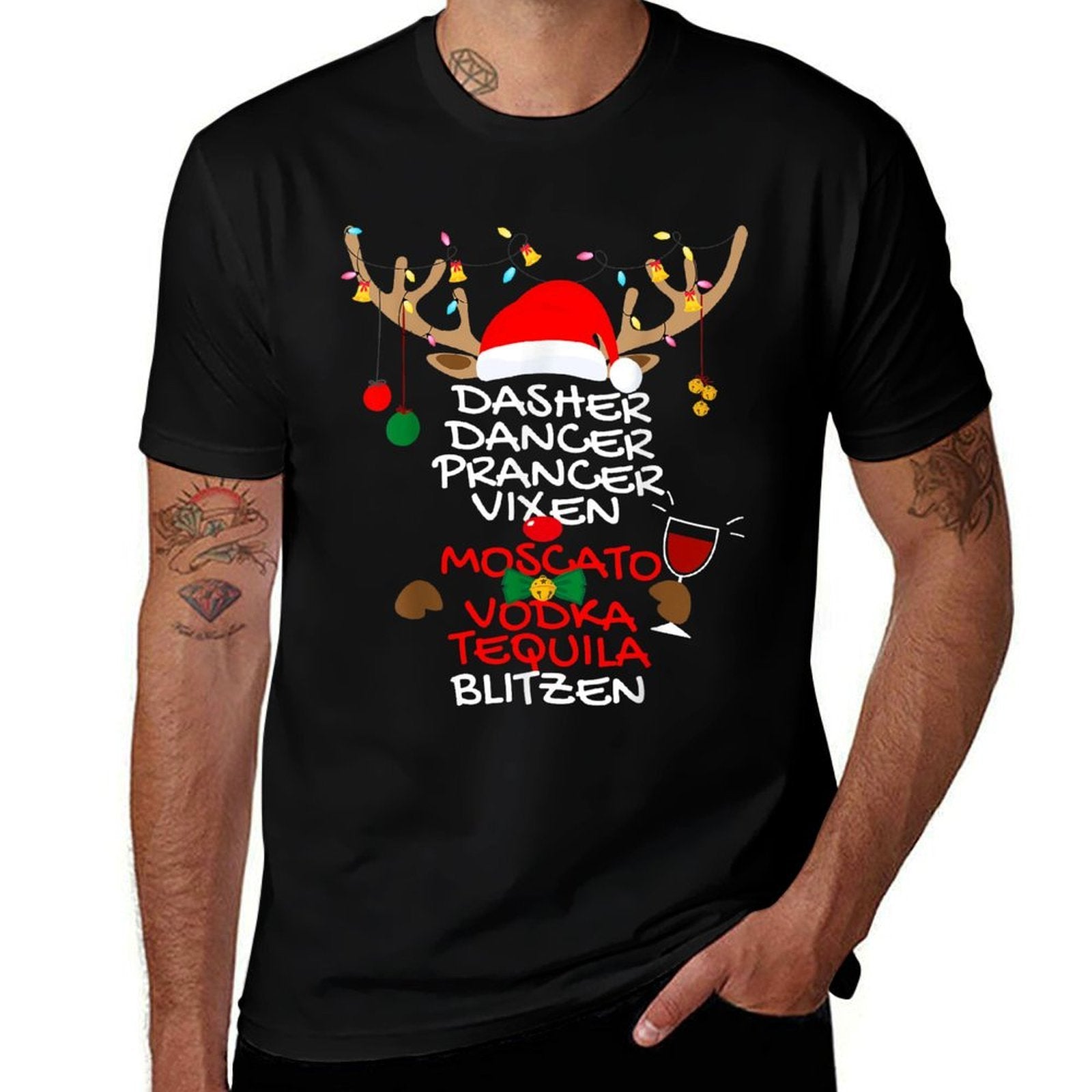 Dasher Dancer Prancer Vixen Moscato Vodka Tequila Blitzen  Breathable T-Shirt