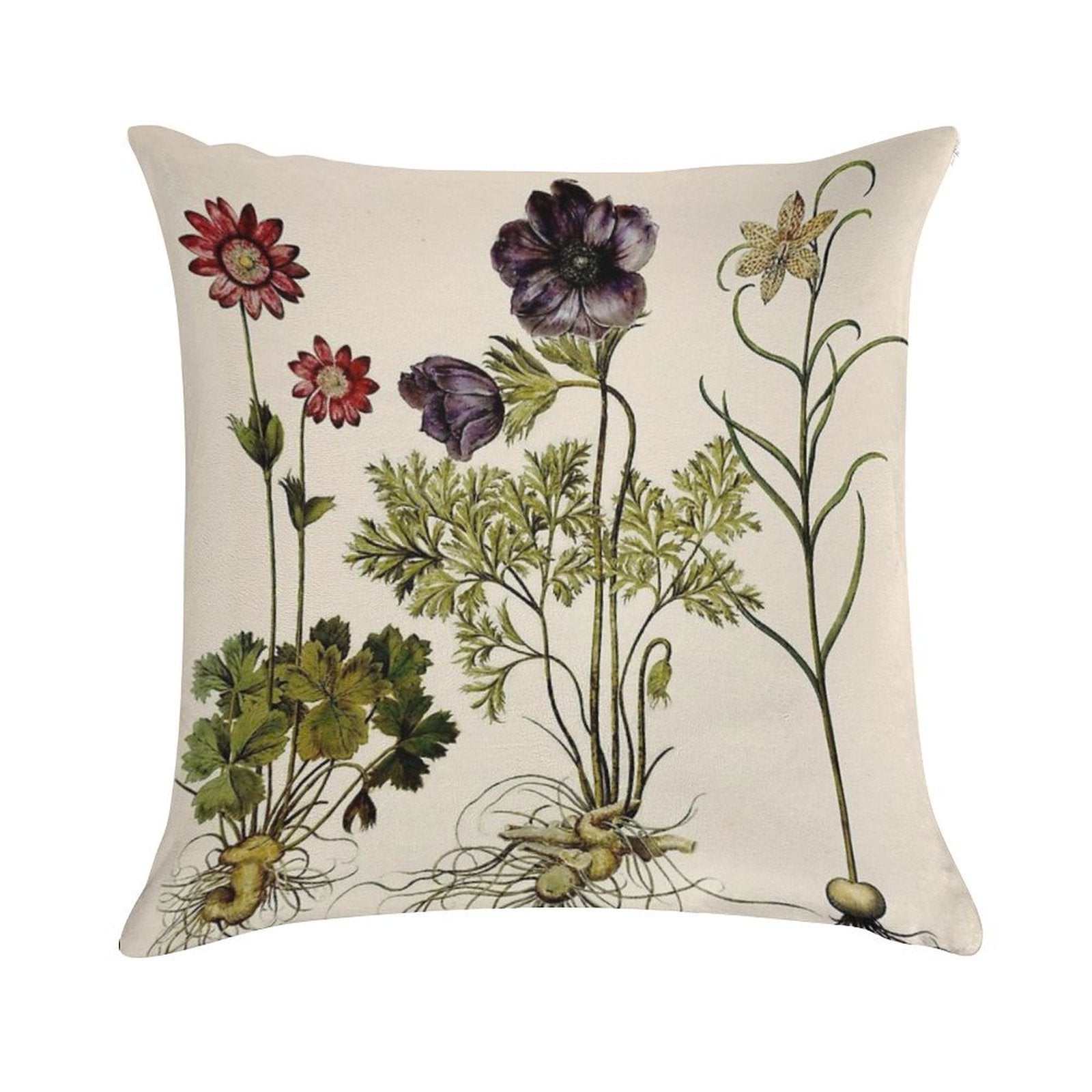 Botanica Nostalgia II Plant Botanical Study Soft Luxury Feel Throw Pillow