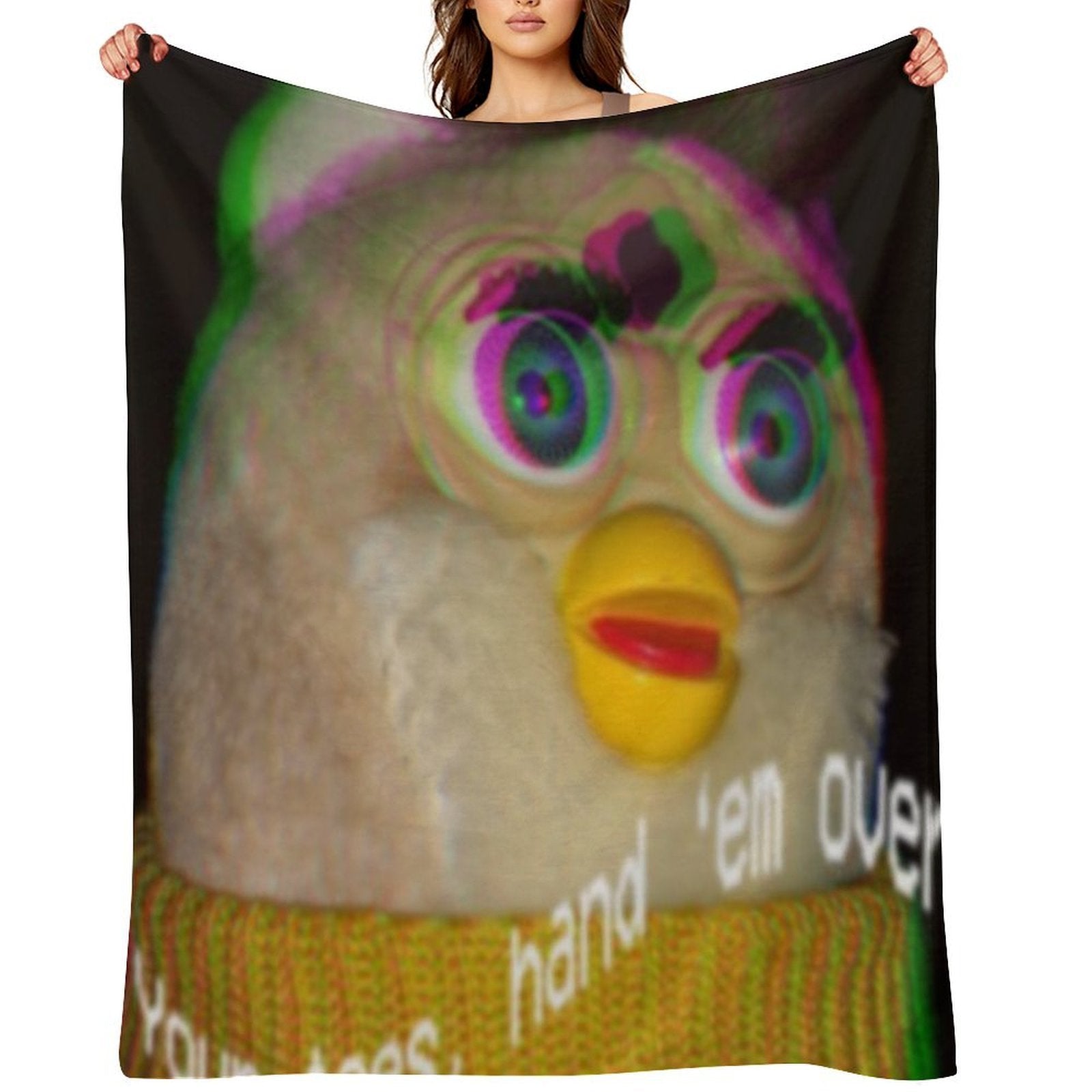 Long Furby Give Him Your Toes Anti-pilling Throw Blanket