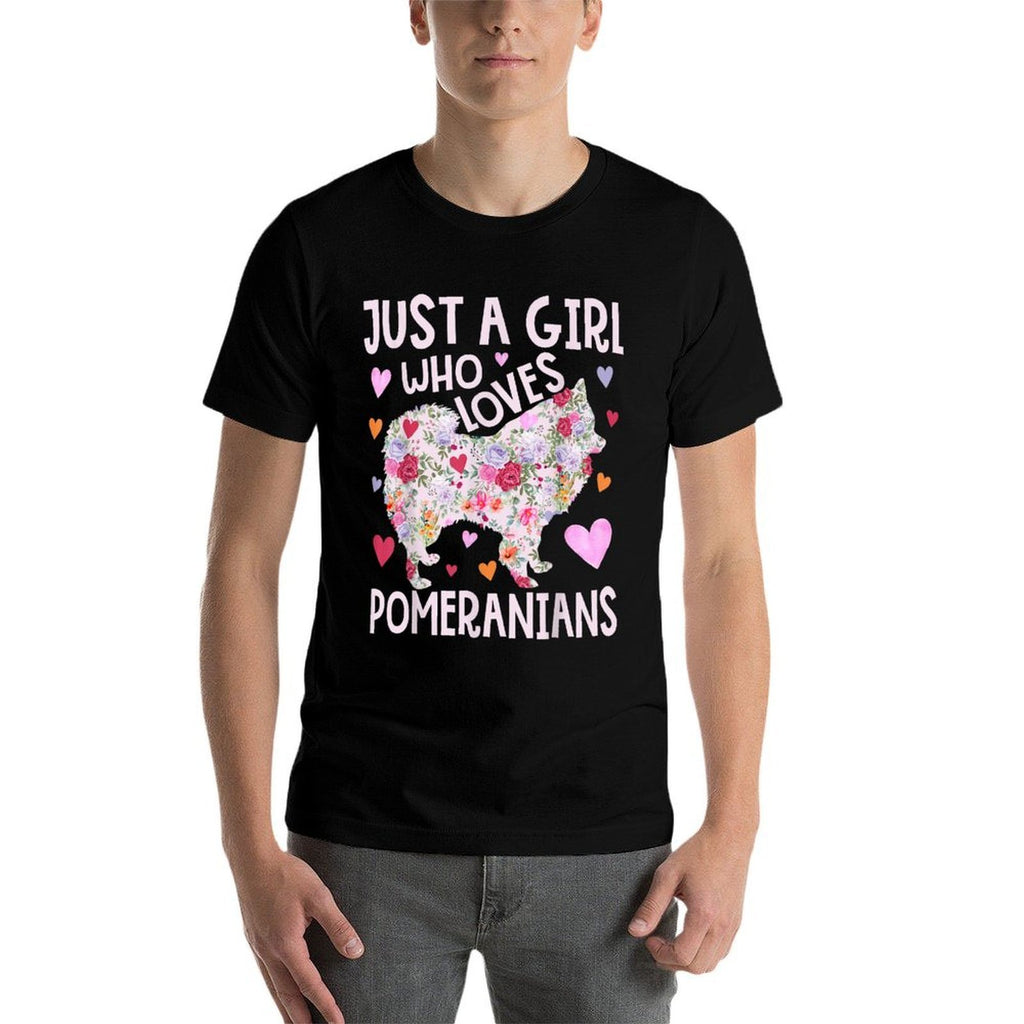 Pomeranian Just A Girl Who Loves Pomeranians Flower Floral  Lightweight T-Shirt