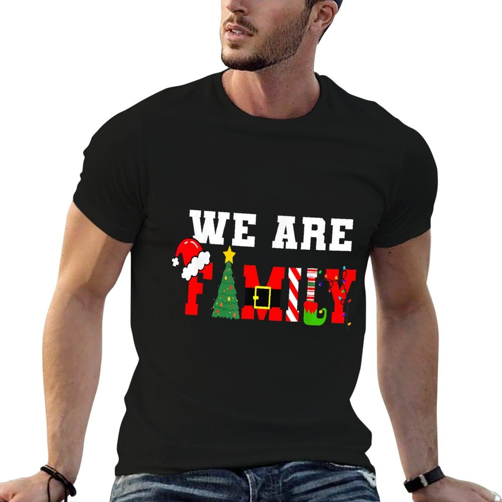 We Are Family Christmas Pajamas Funny Matching Xmas 2024  Odor-resistant T-Shirt