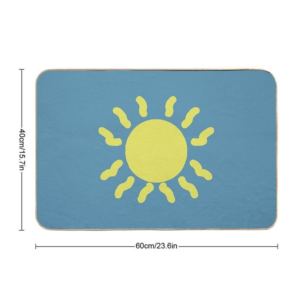Blue Background with Bright Sun  Slip-Resistant Bath Mat