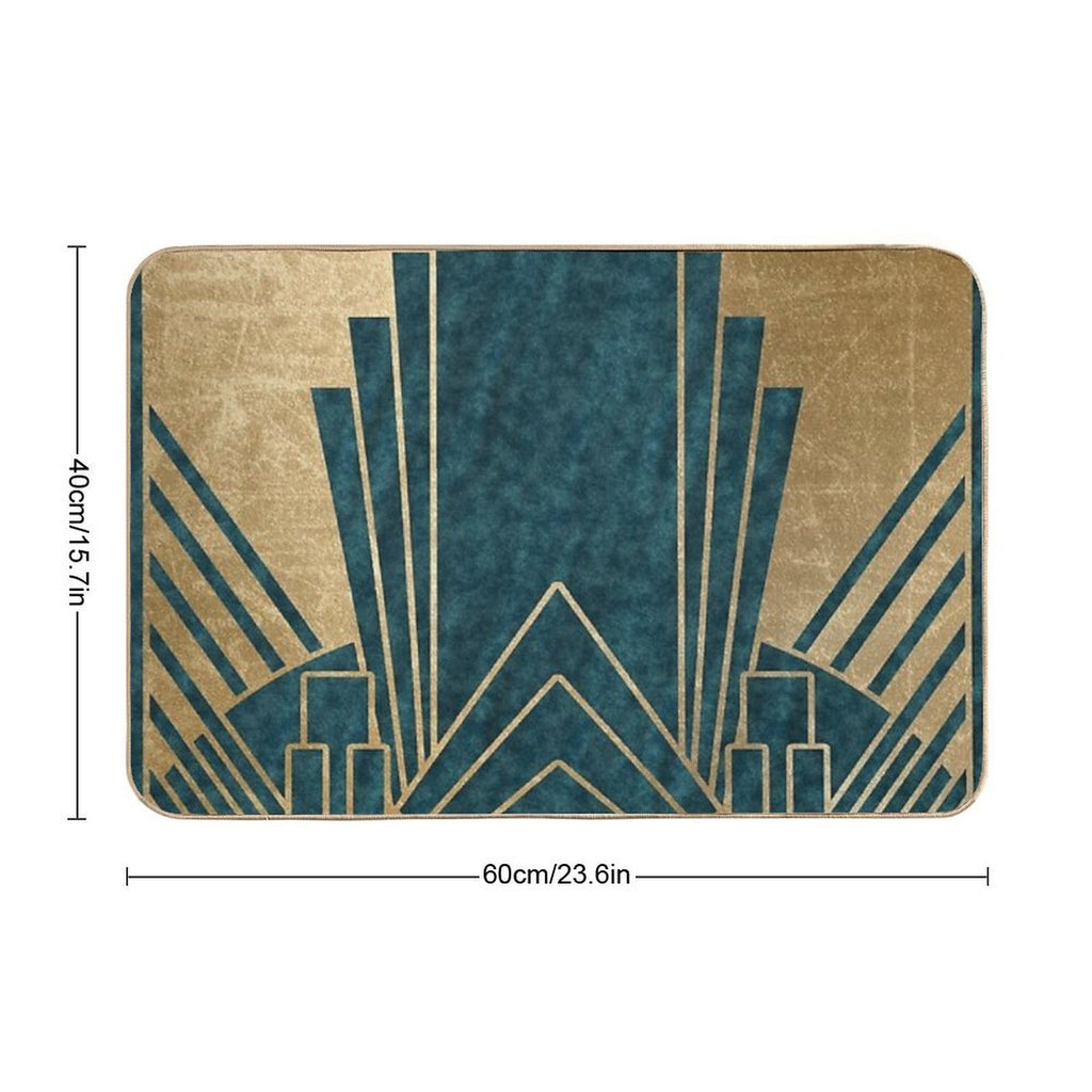 Art Deco Glamour - Teal And Gold  Stain-Proof Bath Mat