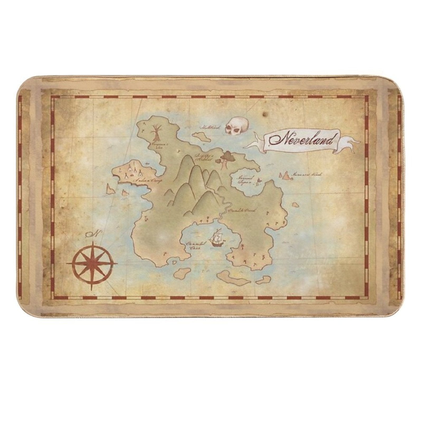 Map of Neverland  Easy To Clean Bath Mat