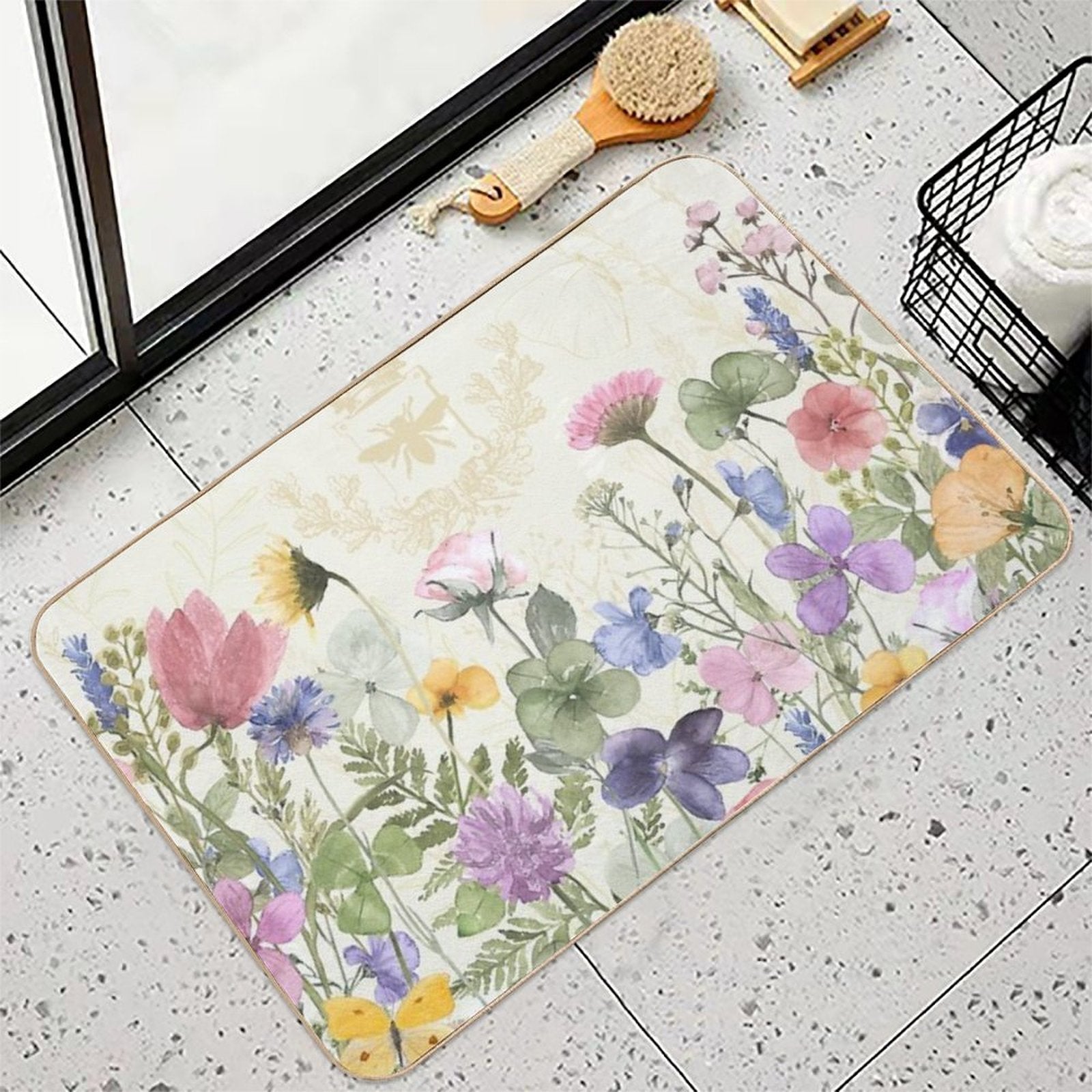 Summer Honey Wild Garden Flowers Nature Floral Art  Versatile Bath Mat