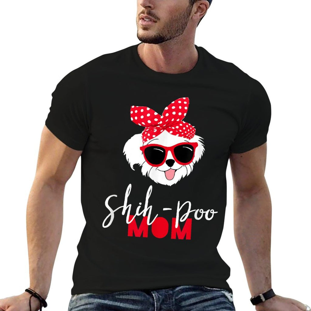 Dog Lovers T Shih-Poo Mom Fur Mama Men Women Girls Kids  Ribbed Collar T-Shirt