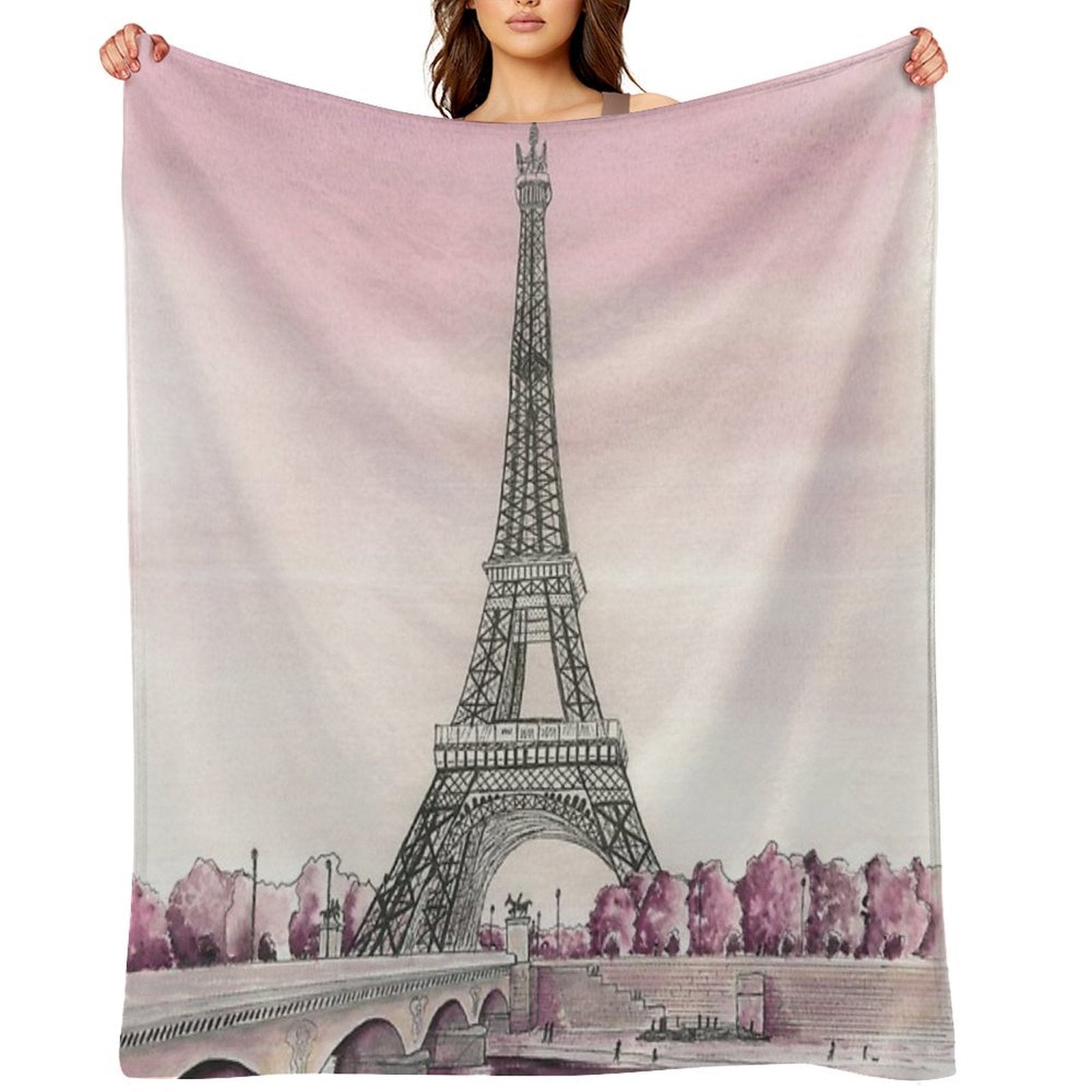 Pink Paris Eco-conscious Throw Blanket