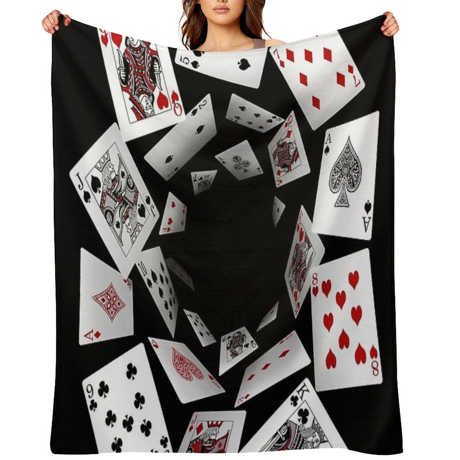 Falling Cards Wrinkle-free Throw Blanket