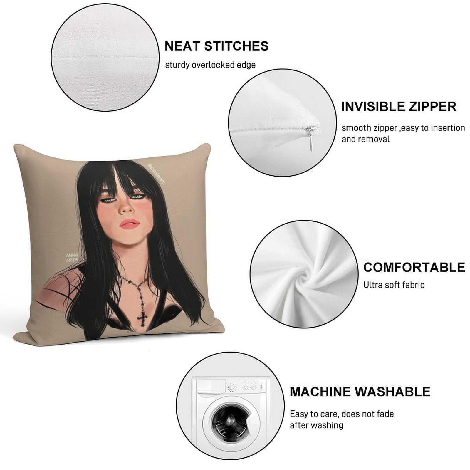 Billie Soft Bedroom Essential Throw Pillow