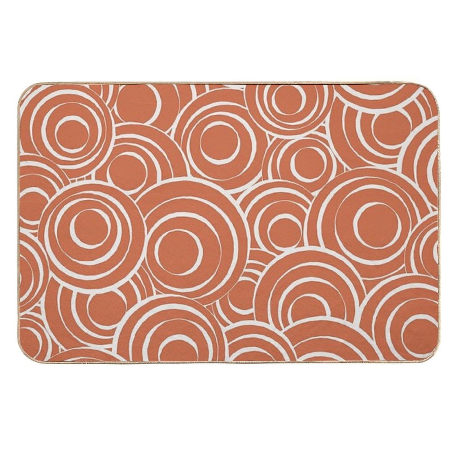 Terracotta And Beige Circles Pattern 02  Repositionable Bath Mat