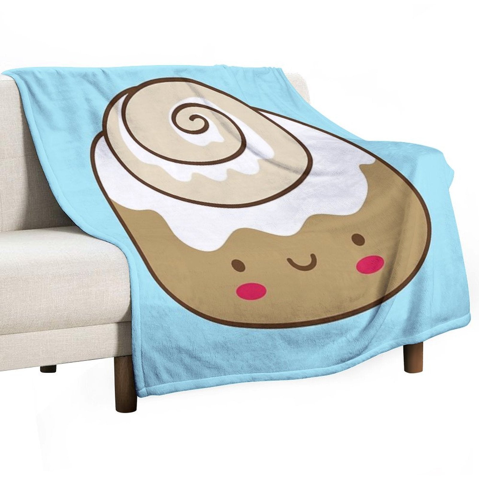 Cute Kawaii Cinnamon Bun Lightweight Throw Blanket