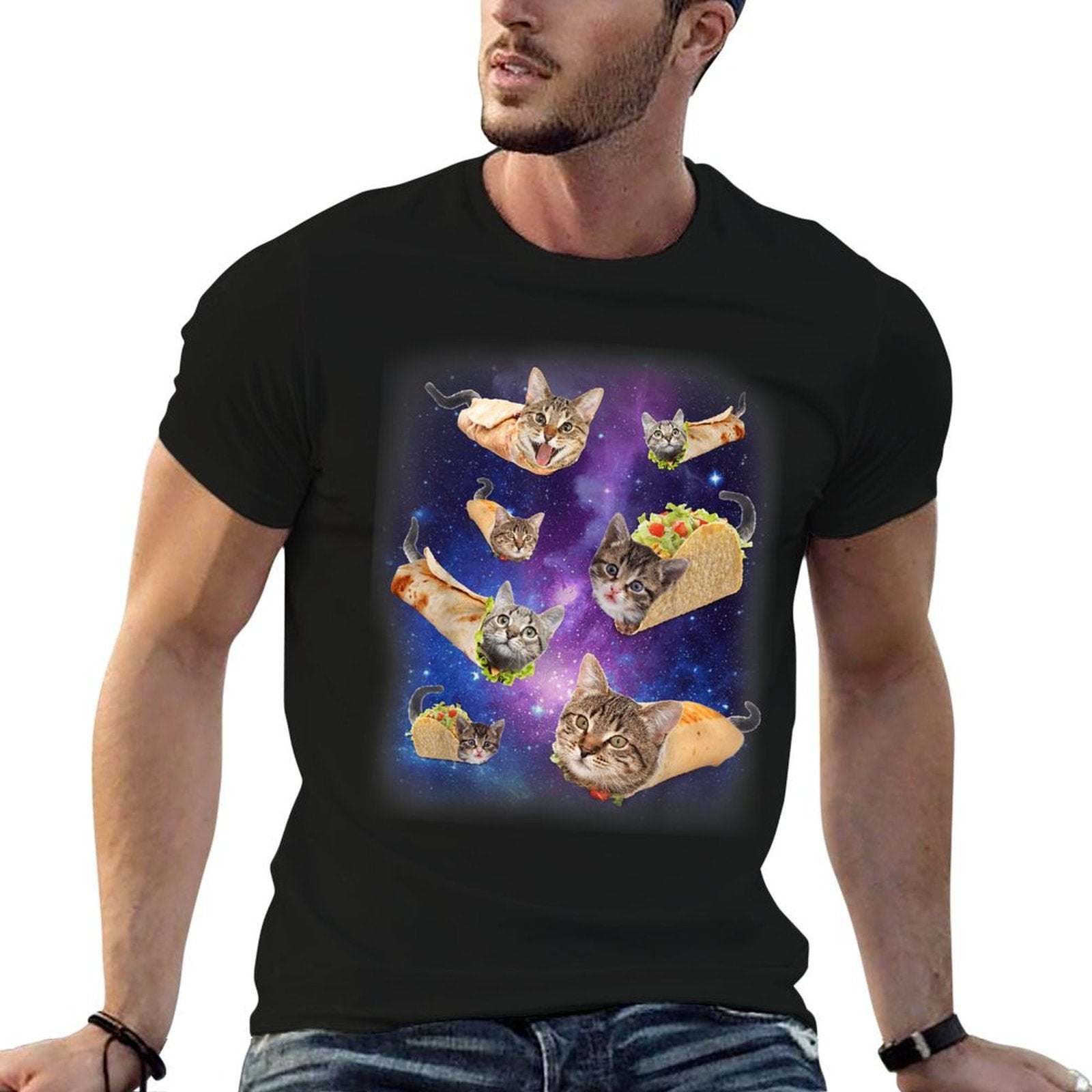 Burrito Cat And Taco Cat Space Galaxy Meme Tacocat Silly  Odor-resistant T-Shirt