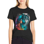 Ethnic Tribal Wolf Boho Feather Native American Hippie Women  Relaxed-fit T-Shirt