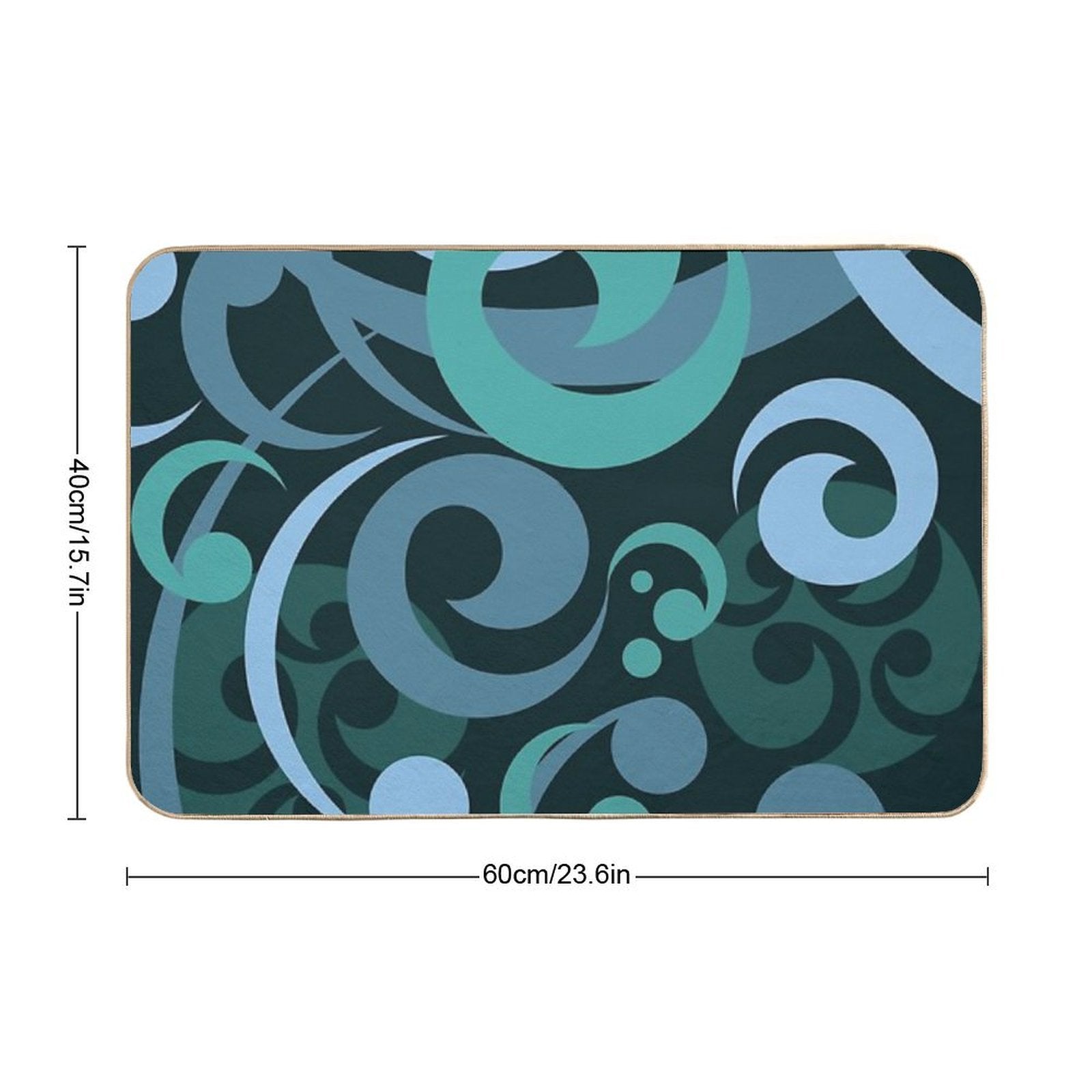 Koru Waves on Black Background  Odorless Bath Mat