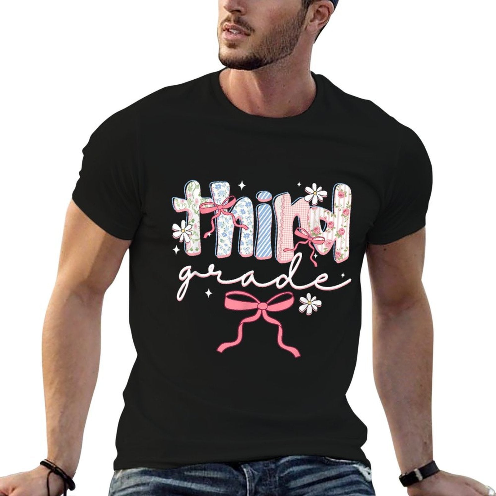Women Third Grade Teacher Coquette Bow Elementary School  Graphic-printed T-Shirt