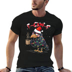 F-Caw-F Christmas Crow Xmas Goth Lights Santa Hat Raven Comfortable T-Shirt