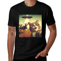 Cat UFO Selfie with Cows – Funny Alien Encounter on The Farm  Soft T-Shirt