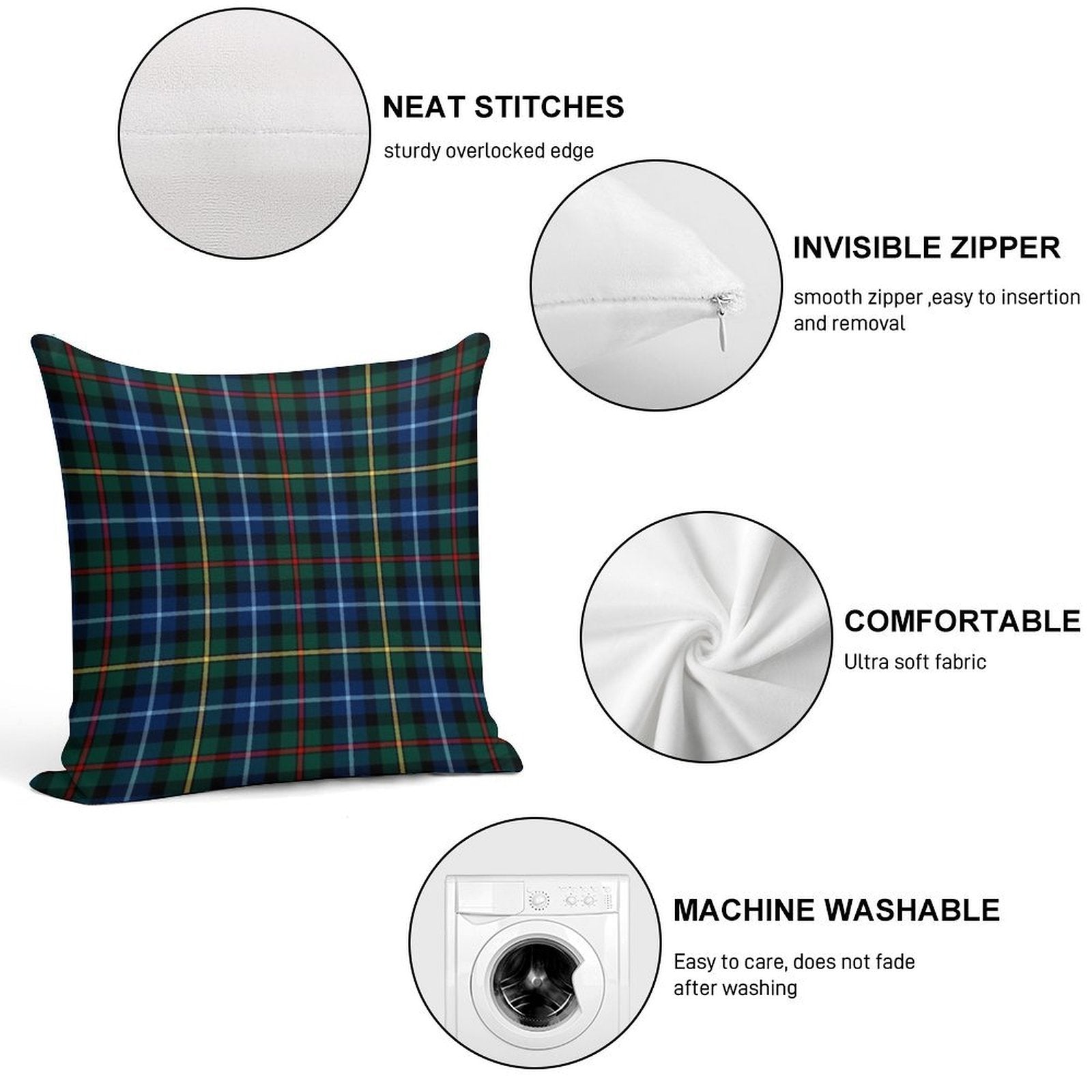 Clan Smith Tartan Soft High-Density Material Throw Pillow