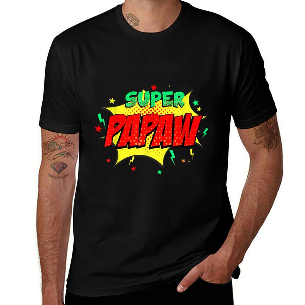 Super Papaw Comic Themed Style Superhero Fathers Day  Slim-fit Cut T-Shirt