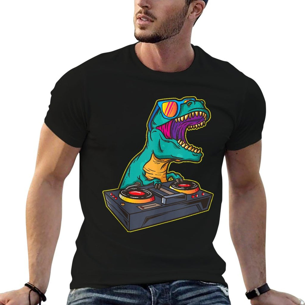 T Rex DJ Party Club Disk Jockey Gift EDM Dance Club  Wrinkle-resistant T-Shirt