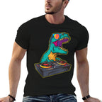 T Rex DJ Party Club Disk Jockey Gift EDM Dance Club  Wrinkle-resistant T-Shirt