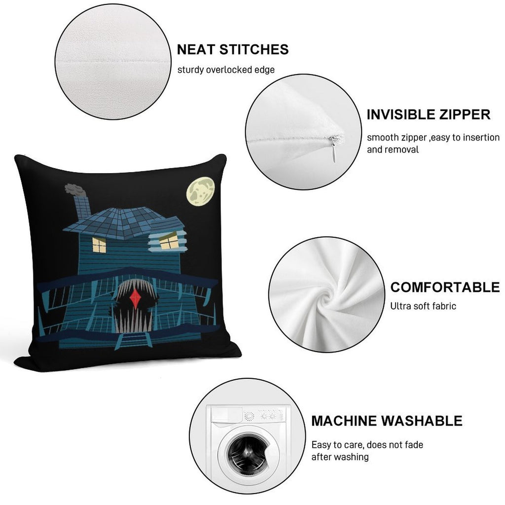Monster House at Night Soft Easy Maintenance Throw Pillow