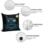 Monster House at Night Soft Easy Maintenance Throw Pillow